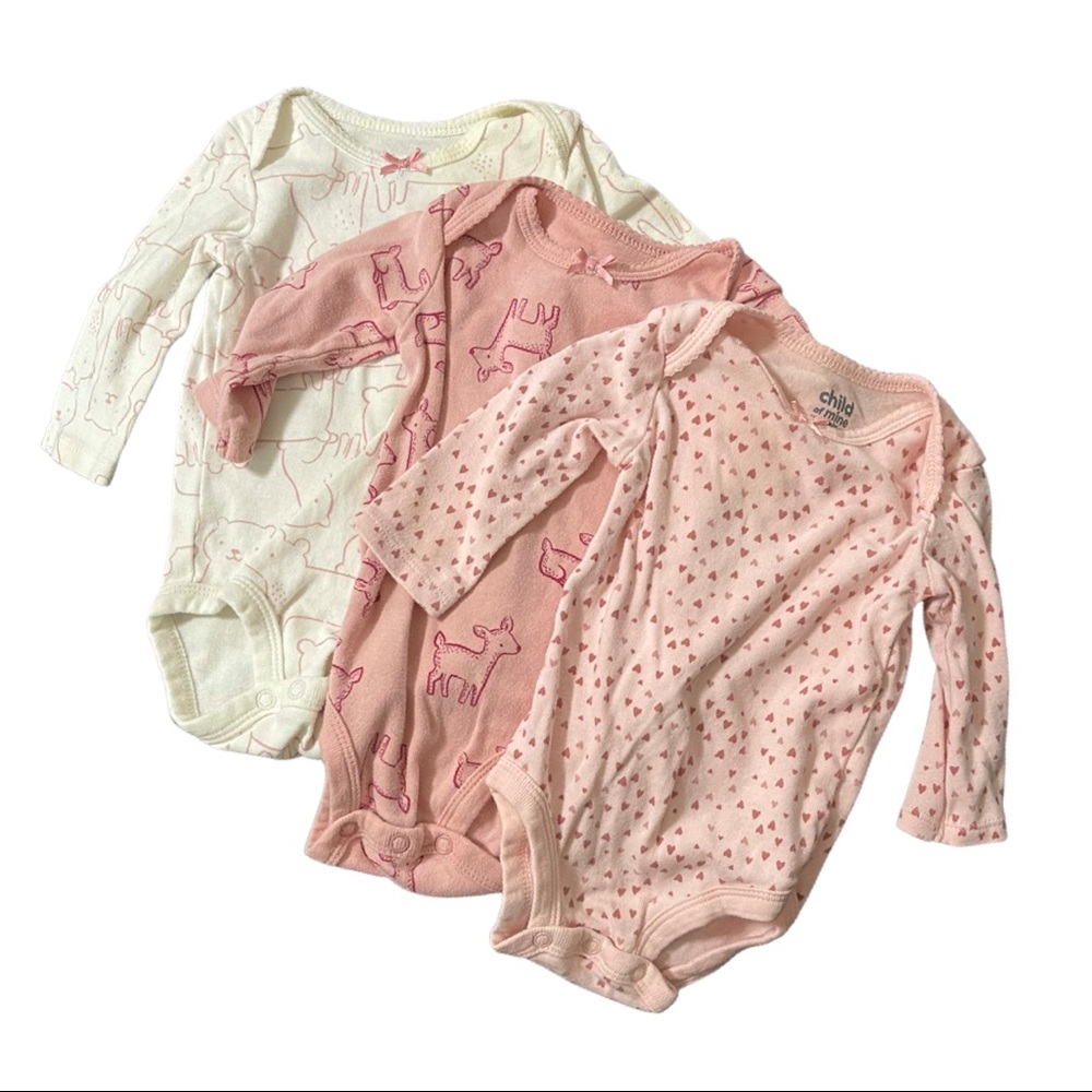 Three pack of 0-3 Month Long Sleeve Onesies